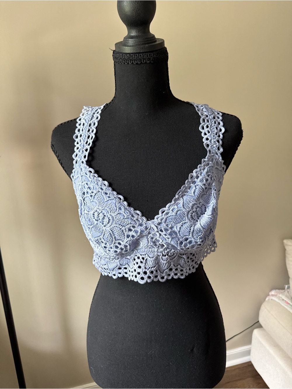 aerie Crochet Lace Bralette in Pale Blue